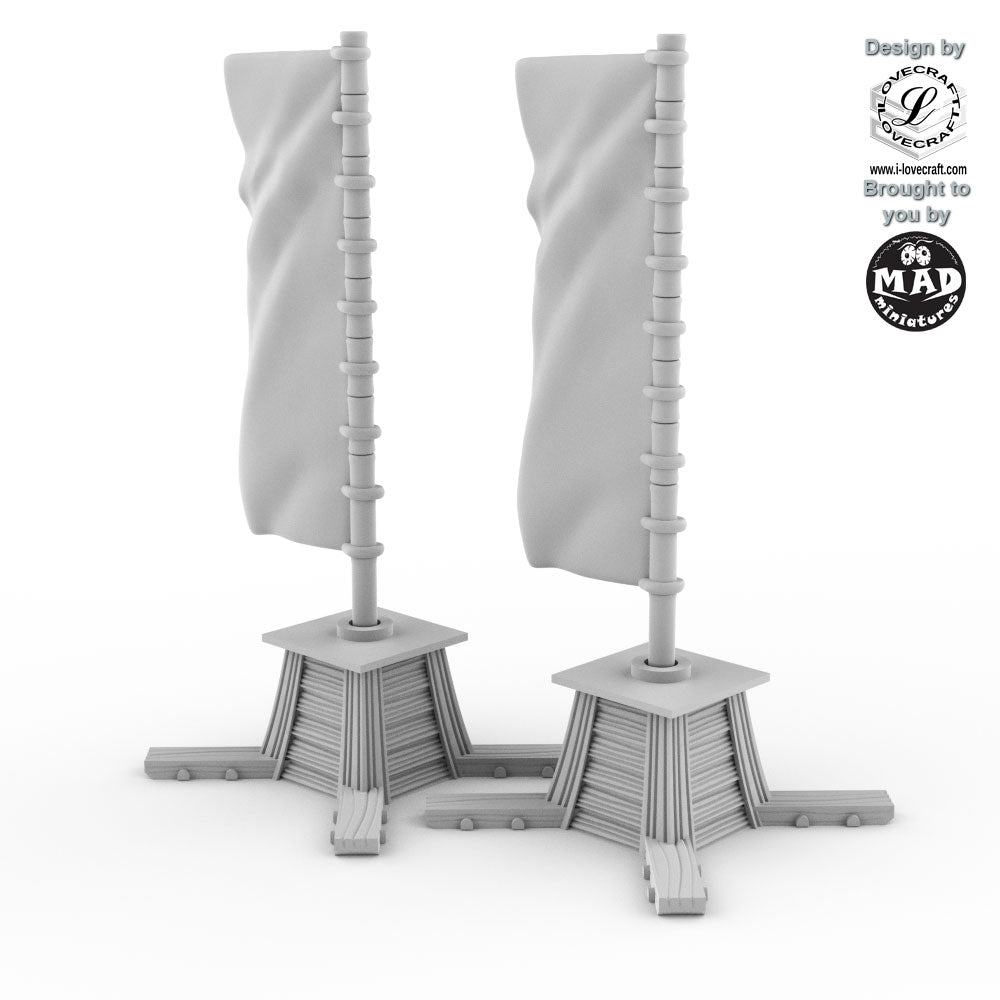 2 Sashimono Banners with Stands