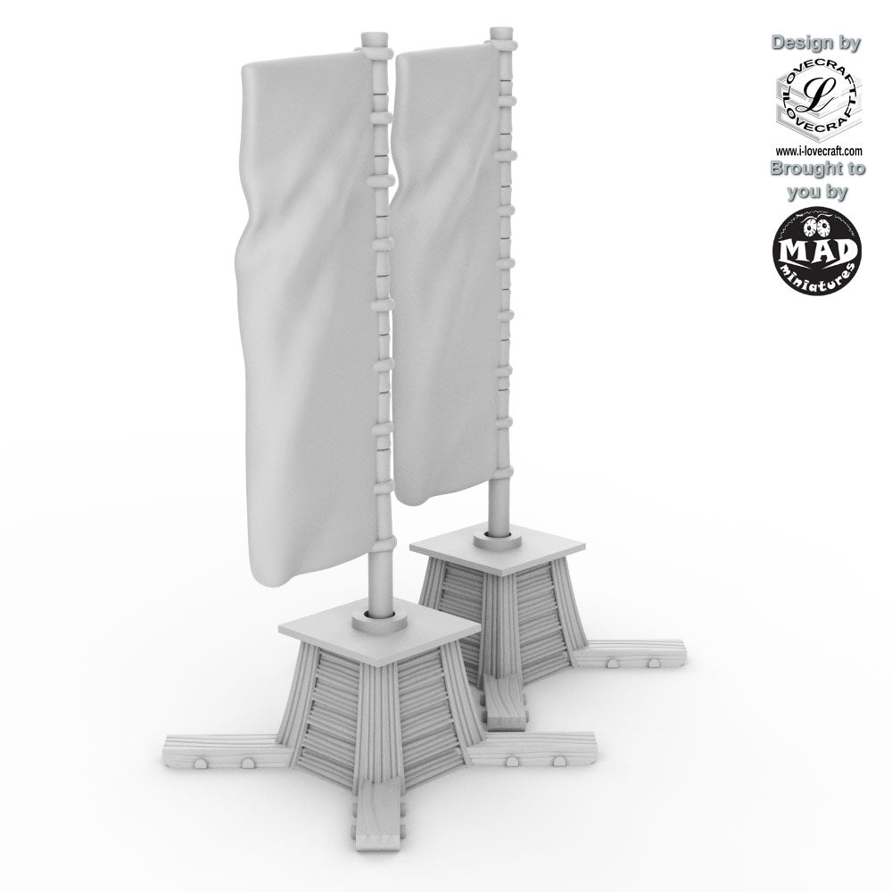 2 Sashimono Banners with Stands