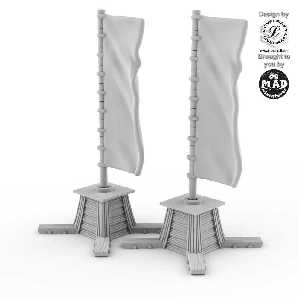2 Sashimono Banners with Stands