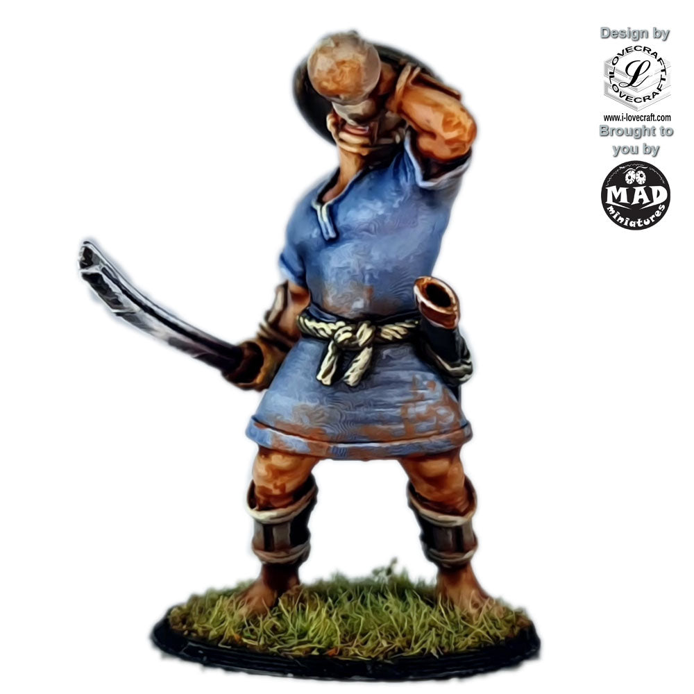 Drunk Wokou – A 28mm miniature designed by Iain Lovecraft, featuring a pirate warrior with a bottle and sword, ready for unpredictable combat in feudal Japan skirmish games.