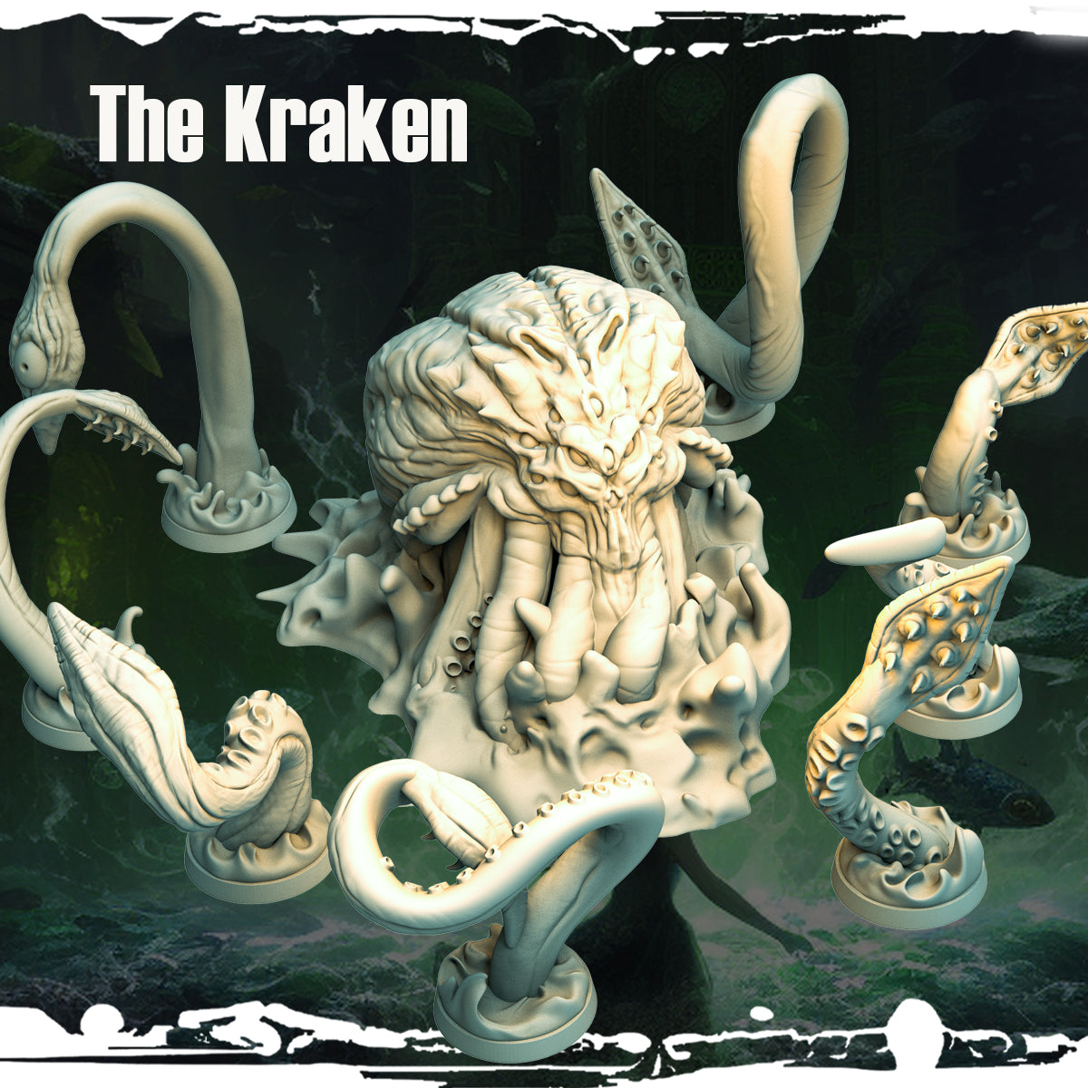 The Kraken: A colossal sea monster with 12 customizable tentacles, designed by Monolith Arts and brought to you by Mad Miniatures for tabletop gaming.