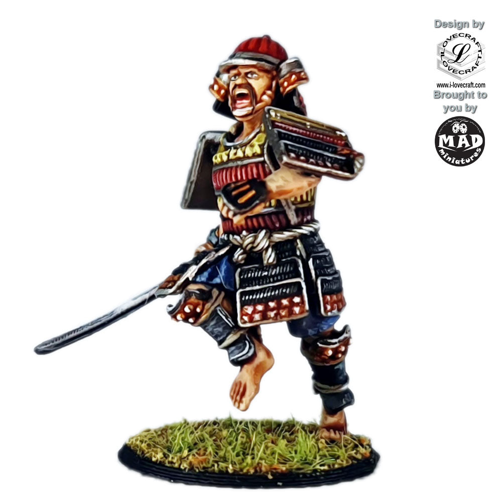 Wokou Katana – A 28mm miniature designed by Iain Lovecraft, featuring a pirate warrior wielding a katana, perfect for feudal Japan skirmish games