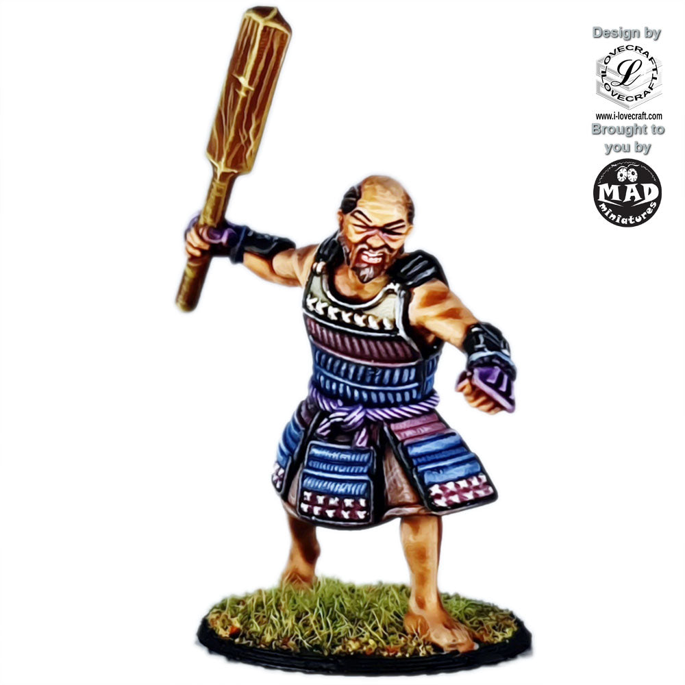 Wokou Paddle – A 28mm miniature designed by Iain Lovecraft, featuring a pirate warrior wielding a wooden paddle as a weapon, perfect for feudal Japan skirmish games.