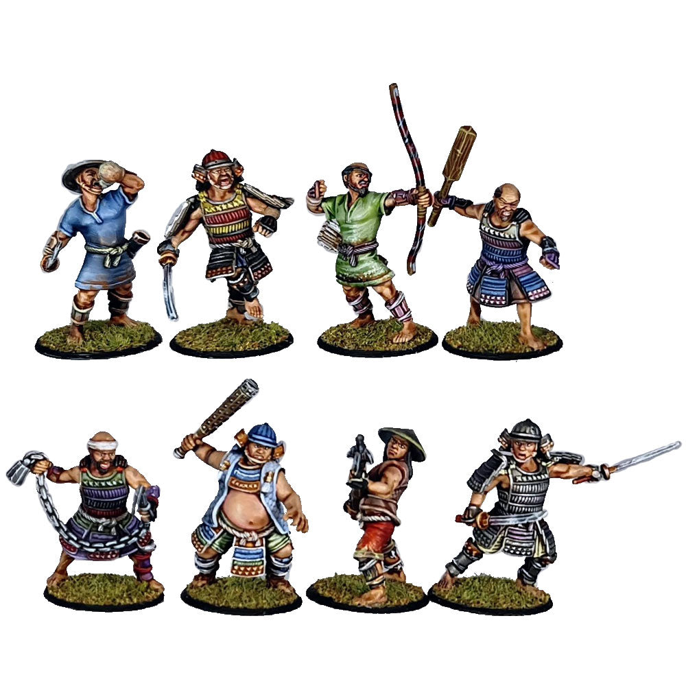 Wokou Pirates Warband – A set of 8 detailed 28mm miniatures designed by Iain Lovecraft, featuring fearsome pirate warriors inspired by feudal Japan.