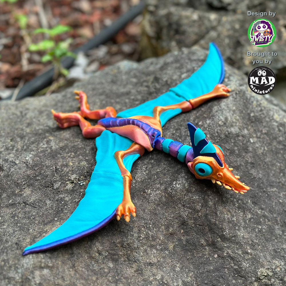 Top view of the Creepy Pterosaurus showing its shiny, detailed body made by Mad Miniatures