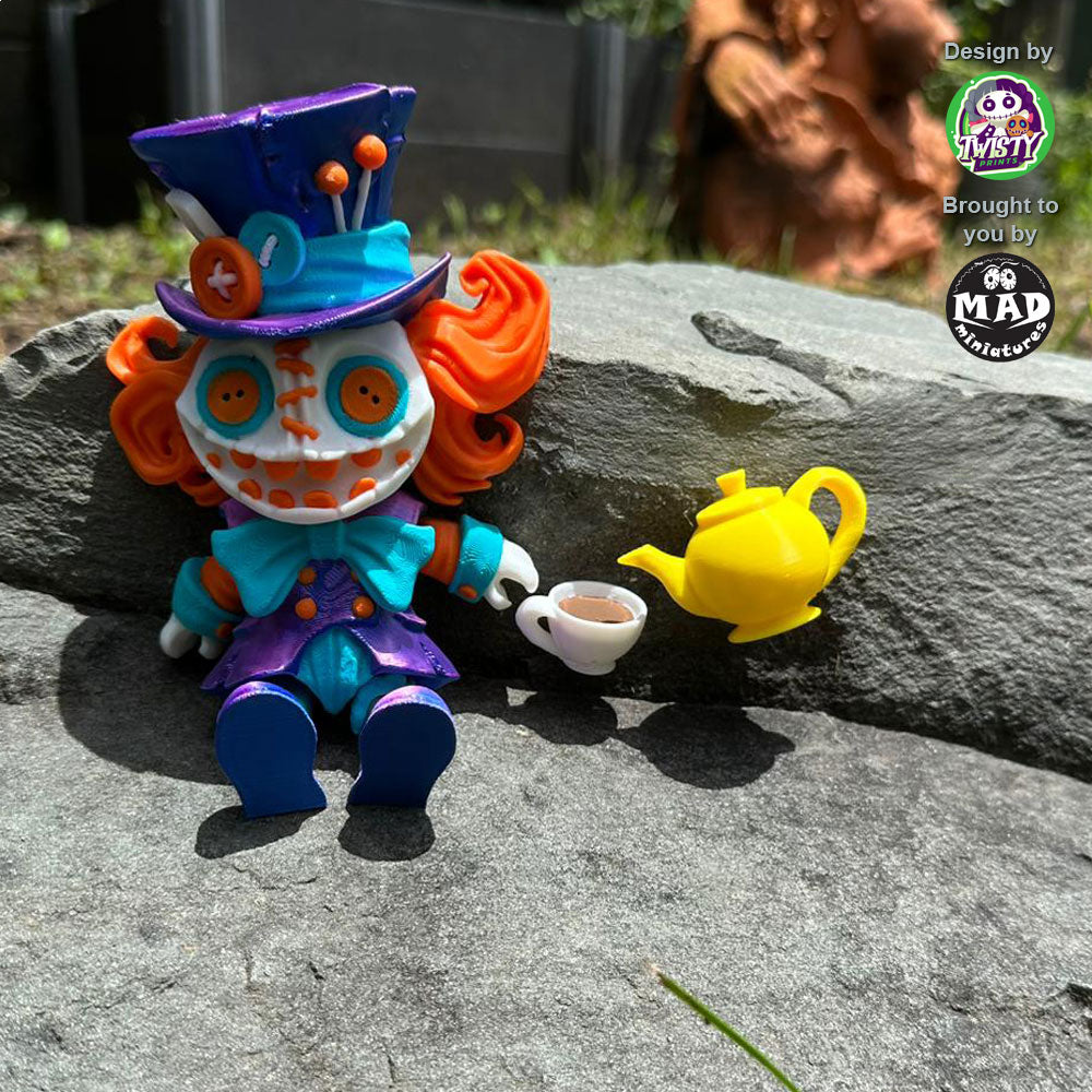 Mad Hatter with a magically pouring teapot and cup, designed by Twisty Prints