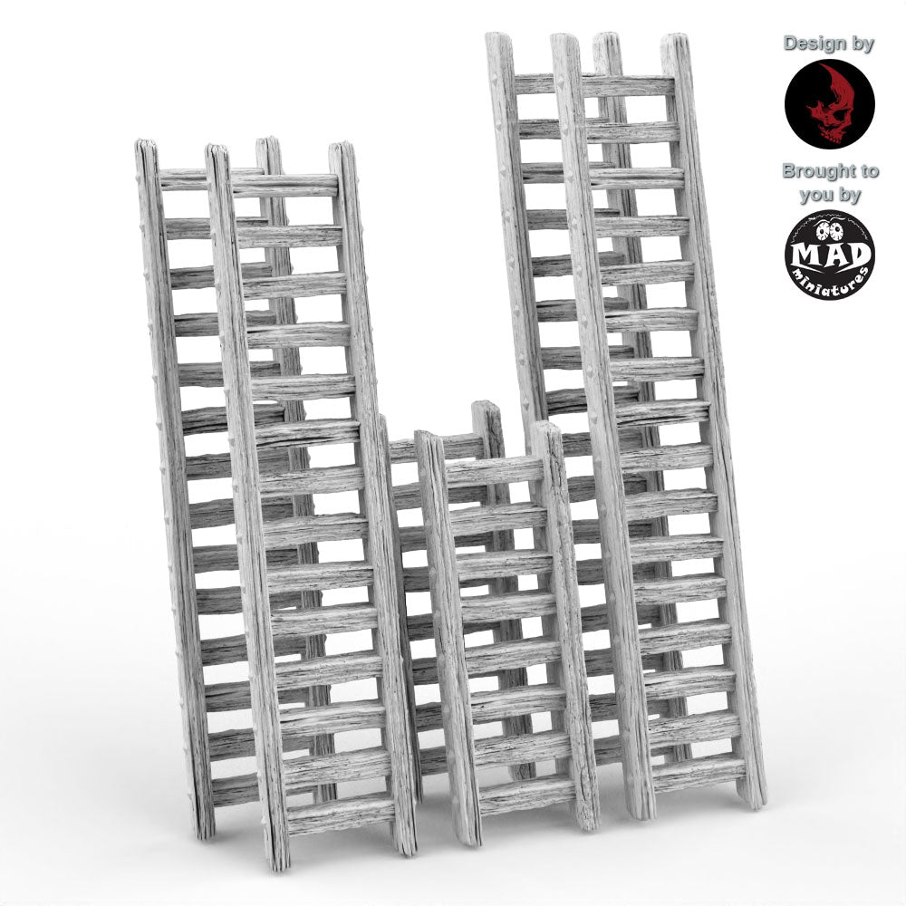 Set of six Helwick terrain ladders in three sizes, designed by Terrabloks