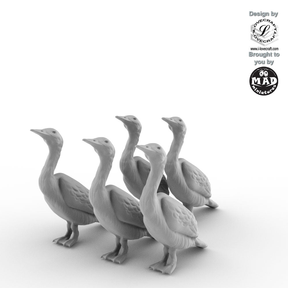 Cormorant Set from Nippon Saga – five detailed 28 mm bird miniatures designed by Iain Lovecraft, ideal for river and fishing scenes by Mad Miniatures.