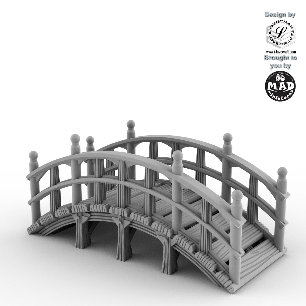 Traditional Japanese-style Guzei bridge terrain piece for Nippon Saga in 28mm scale from Mad Miniatures