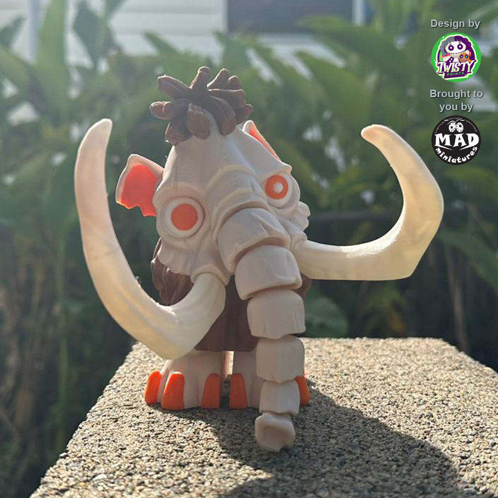 Mammoth with a tilted head, showcasing its humorous wide-eyed expression and orange features, perfect for adding whimsy to any collection.