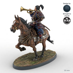 Mounted Samurai Horn Blower