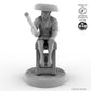 Fisher sitting on stool