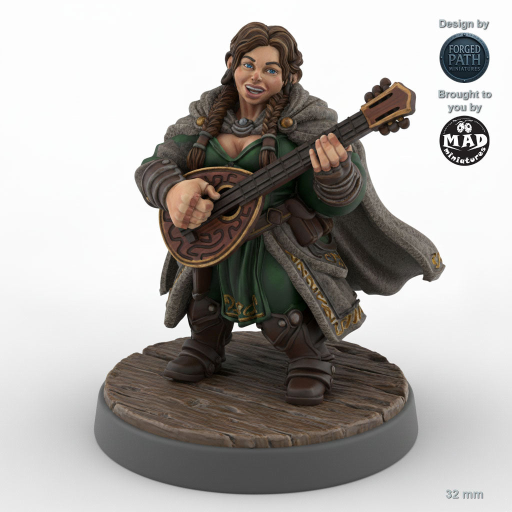 Female Dwarf Bard Lute Player A