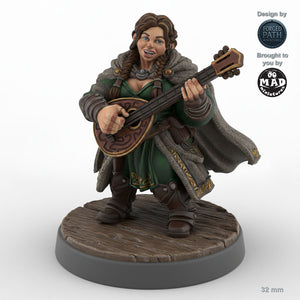 Female Dwarf Bard Lute Player A