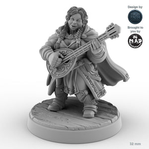 Female Dwarf Bard Lute Player A
