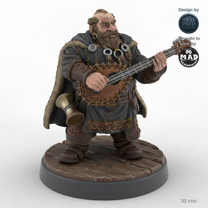 Male Dwarf Bard with Lute A