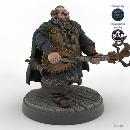 Male Dwarf Bard with Lute B
