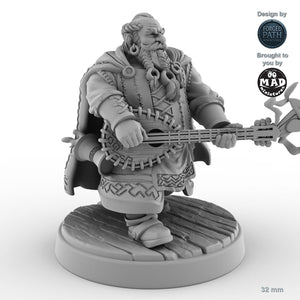 Male Dwarf Bard with Lute B