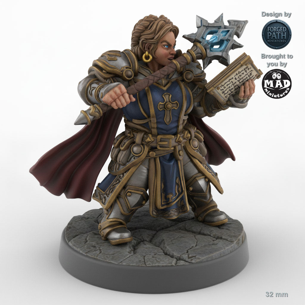 Mace Wielding Female Dwarf Cleric C