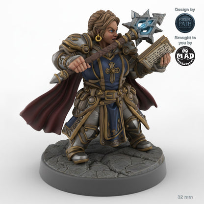 Mace Wielding Female Dwarf Cleric C