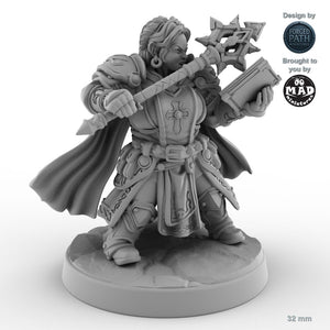 Mace Wielding Female Dwarf Cleric C
