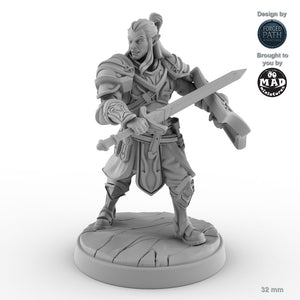 Grimacing Male Elf Fighter A
