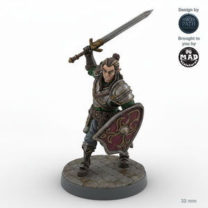 Grimacing Male Elf Fighter B
