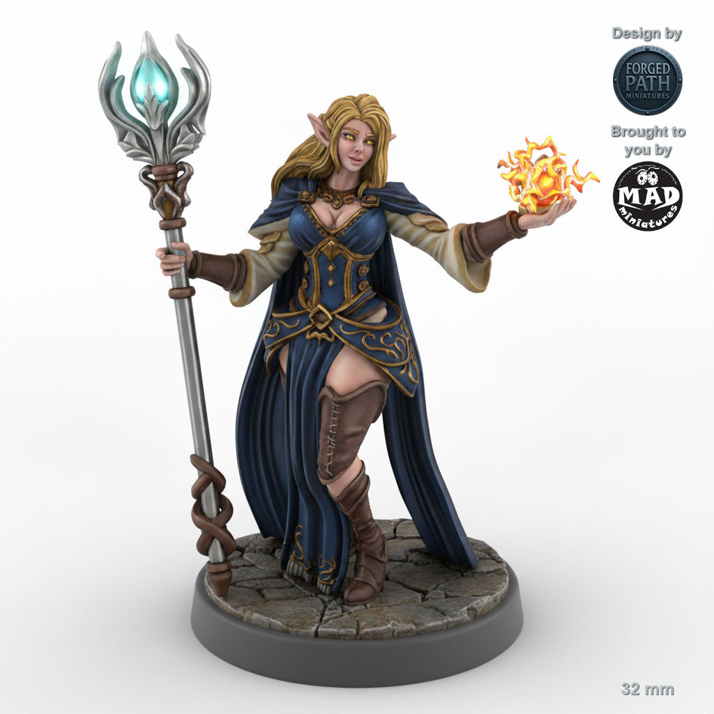 Flame-Wielding Female Elf Mage A