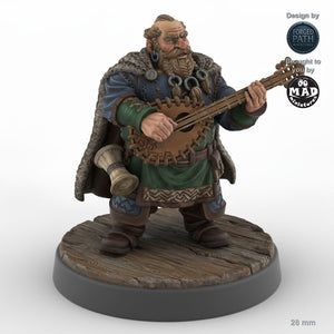 Male Dwarf Bard with Lute A