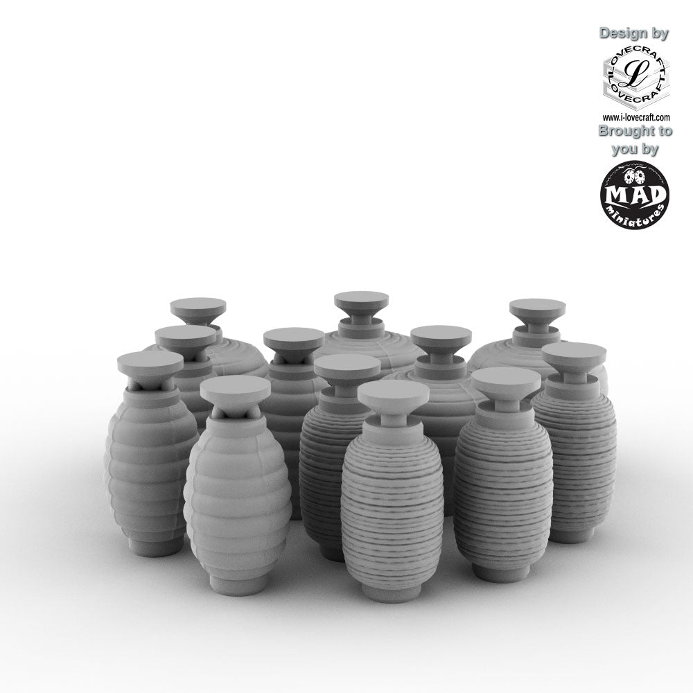 Chōchin Lanterns set for Nippon Saga, designed by Iain Lovecraft and made by Mad Miniatures.