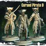 Cursed Pirate D: The Harbinger of Dread - a skeletal pirate quartermaster wielding a rusted cutlass, designed by Monolith Arts and made by Mad Miniatures.
