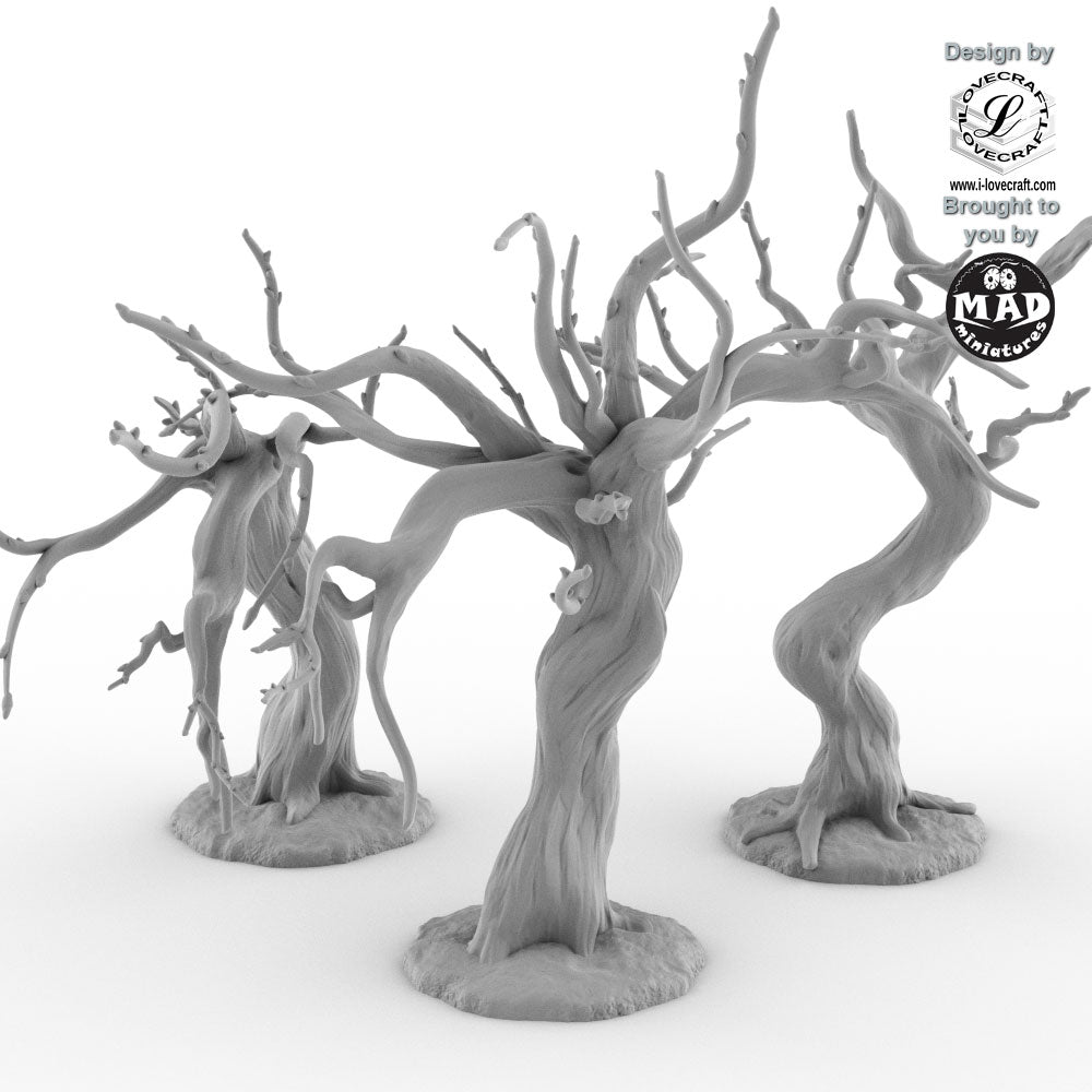 3 Sakura Trees – unpainted 32 mm terrain set from Iain Lovecraft’s Nippon Saga collection, brought to you by Mad Miniatures