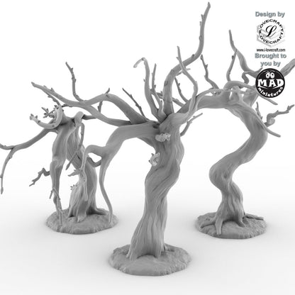 3 Sakura Trees – unpainted 32 mm terrain set from Iain Lovecraft’s Nippon Saga collection, brought to you by Mad Miniatures
