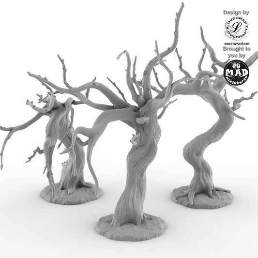 3 Sakura Trees – unpainted 32 mm terrain set from Iain Lovecraft’s Nippon Saga collection, brought to you by Mad Miniatures