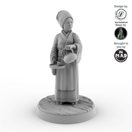 Tea Vendor – detailed 32 mm miniature from Iain Lovecraft’s Nippon Saga collection brought to you by Mad Miniatures