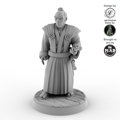 28 mm Japanese samurai miniature with twin swords, Iain Lovecraft