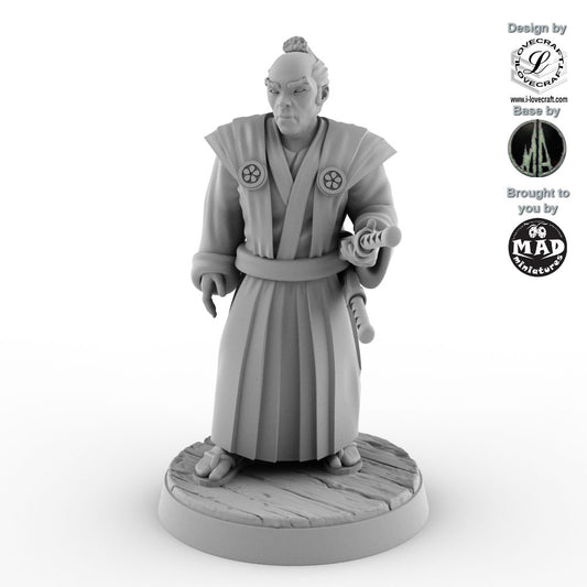 28 mm Japanese samurai miniature with twin swords, Iain Lovecraft