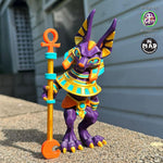 Articulated Anubis figure with staff, staring directly at the viewer