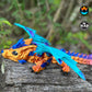 Baby Crystal Wolf Dragon designed by Cinderwing, with wings spreading in a striking display. The body gleams in bronze/copper and the crystals shine in blue/magenta.