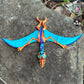Top and front view of the Creepy Pterosaurus with its articulated wings, created by Mad Miniatures