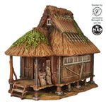 28mm Edo-period farmhouse with removable roof and detailed interior – Nippon Saga by Iain Lovecraft, printed by Mad Miniatures.