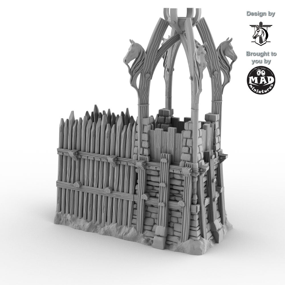 Detailed 3D printed right end tower for wooden fantasy fortification wall