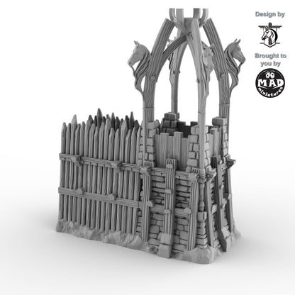 Detailed 3D printed right end tower for wooden fantasy fortification wall