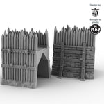 Two inner curved Horseheim wall sections with timber palisades and stone reinforcement.