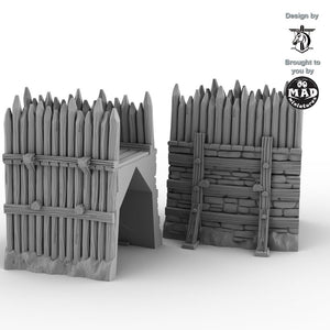Two inner curved Horseheim wall sections with timber palisades and stone reinforcement.