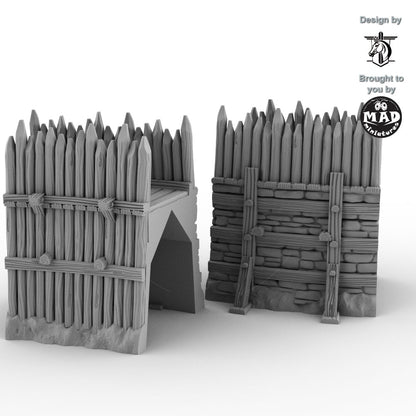 Two inner curved Horseheim wall sections with timber palisades and stone reinforcement.