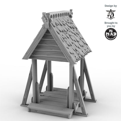 28 mm Horseheim Lych Gate with timber roof and raised platform
