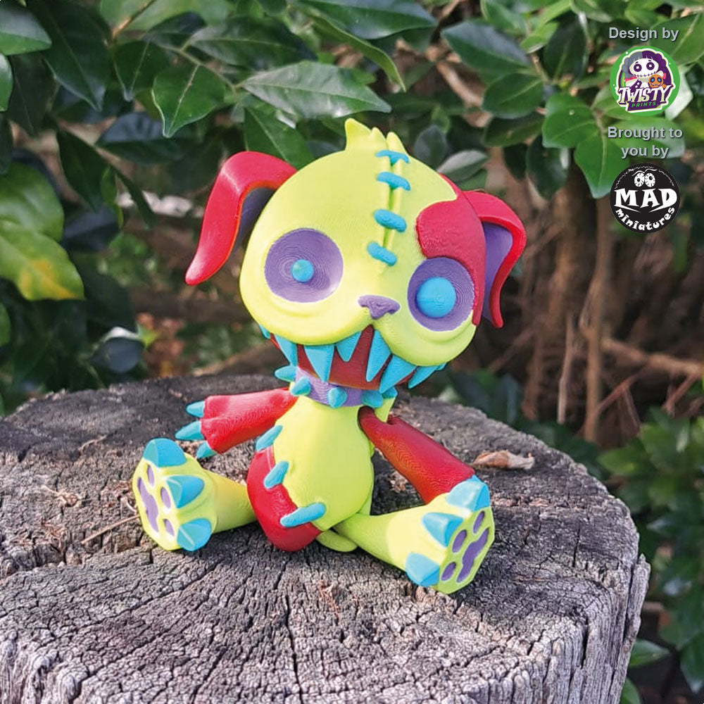 Creepy Puppy articulated toy by Mad Miniatures – colourful spooky dog with moving parts