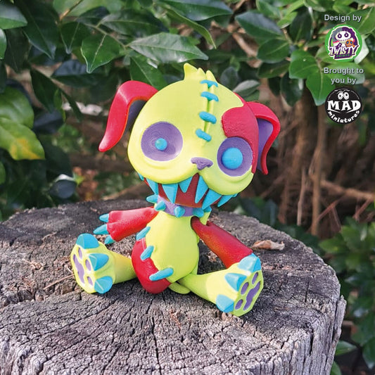 Creepy Puppy articulated toy by Mad Miniatures – colourful spooky dog with moving parts