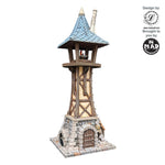 Fantasy Watchtower terrain building with stone base and timber frame by Mad Miniatures